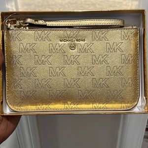 Michael Kors Jet Set Charm Wristlet - metallic gold -NWT